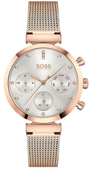 Hugo Boss Flawless White Dial Gold Mesh Bracelet Watch for Women - 1502553