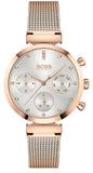 Hugo Boss Flawless White Dial Gold Mesh Bracelet Watch for Women - 1502553