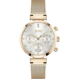 Hugo Boss Flawless White Dial Gold Mesh Bracelet Watch for Women - 1502553