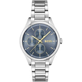 Hugo Boss Grand Course Blue Dial Silver Steel Strap Watch for Women - 1502583