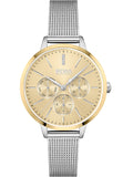 Hugo Boss Symphony Gold Dial Silver Mesh Bracelet Watch for Women - 1502600