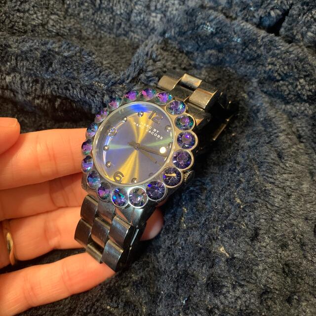 Marc Jacobs Amy Purple Dial Black Steel Strap Watch for Women - MBM3224