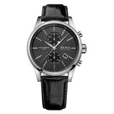 Hugo Boss Jet Black Dial Black Leather Strap Watch for Men - 1513279