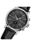 Hugo Boss Jet Black Dial Black Leather Strap Watch for Men - 1513279