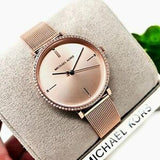 Michael Kors Mini Jayne Crystals Rose Gold Dial Rose Gold Mesh Strap Watch for Women - MK7122