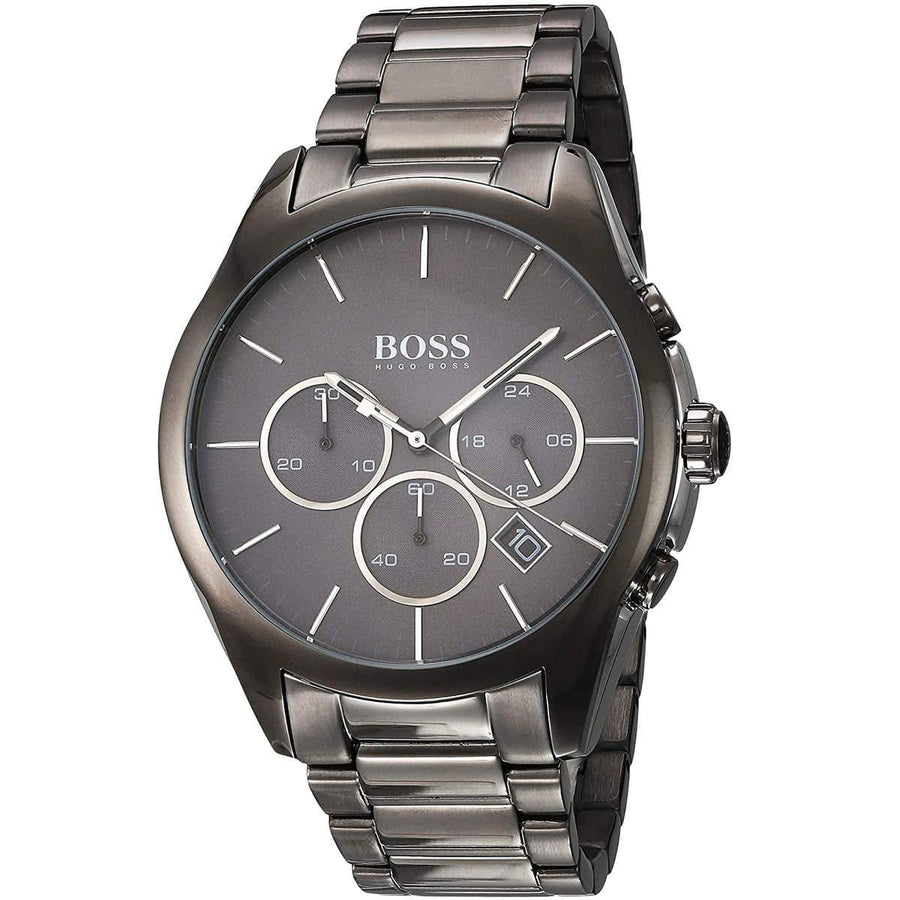 Hugo Boss Classic Chronograph Grey Dial Grey Steel Strap Watch for Men - 1513364
