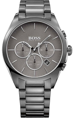 Hugo Boss Classic Grey Dial Grey Steel Strap Watch for Men - 1513364