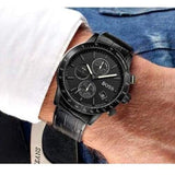 Hugo Boss Rafale Chronograph Black Dial Black Leather Strap Watch For Men - 1513389