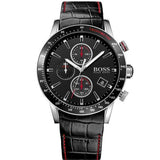 Hugo Boss Rafale Chronograph Black Dial Black Leather Strap Watch For Men - 1513390