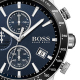 Hugo Boss Rafale Chronograph Blue Dial Black Leather Strap Watch For Men - 1513391