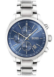 Hugo Boss Grand Prix Blue Dial Silver Steel Strap Watch for Men - 1513478