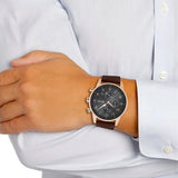 Hugo Boss Navigator Grey Dial Brown Leather Strap Watch for Men - 1513496