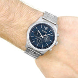 Hugo Boss Professional Chronograph Blue Dial Silver Steel Strap Watch for Men - 1513527