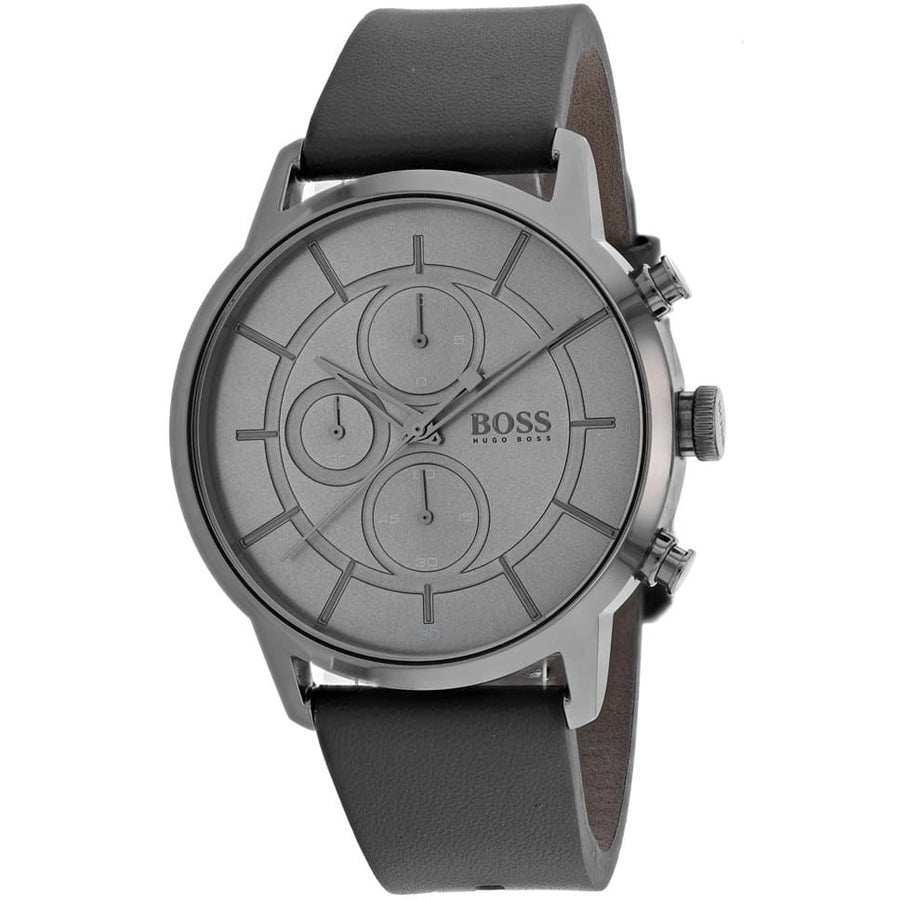 Hugo Boss Architectural Grey Dial Grey Leather Strap Watch for Men - 1513570