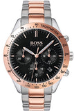 Hugo Boss Talent Black Dial Two Tone Steel Strap Watch for Men - 1513584