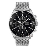 Hugo Boss Ocean Edition Black Dial Silver Mesh Bracelet Watch for Men - 1513701