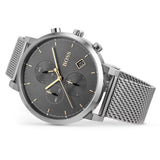 Hugo Boss Integrity Grey Dial Silver Mesh Bracelet Watch for Men - 1513807