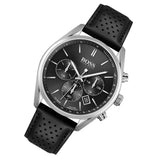 Hugo Boss Champion Black Dial Black Leather Strap Watch for Men - 1513816