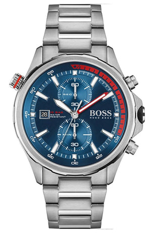 Hugo Boss Globetrotter Blue Dial Silver Steel Strap Watch for Men - 1513823