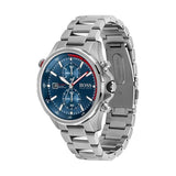 Hugo Boss Globetrotter Blue Dial Silver Steel Strap Watch for Men - 1513823