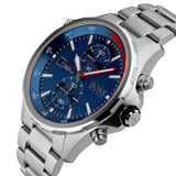 Hugo Boss Globetrotter Blue Dial Silver Steel Strap Watch for Men - 1513823