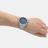 Hugo Boss Globetrotter Blue Dial Silver Steel Strap Watch for Men - 1513823