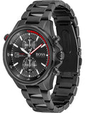 Hugo Boss Globetrotter Black Dial Black Steel Strap Watch for Men - 1513825