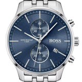 Hugo Boss Associate Blue Dial Silver Steel Strap Watch for Men - 1513839