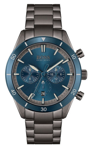 Hugo Boss Santiago Blue Dial Grey Steel Strap Watch for Men - 1513863