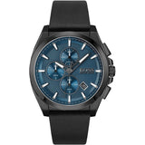 Hugo Boss Grandmaster Blue Dial Black Leather Strap Watch for Men - 1513883