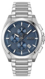 Hugo Boss Grandmaster Blue Dial Silver Steel Strap Watch for Men - 1513884