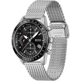 Hugo Boss Pilot Edition Black Dial Silver Mesh Bracelet Watch for Men - 1513886