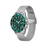 Hugo Boss Admiral Green Dial Silver Mesh Bracelet Watch for Men - 1513905