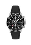 Hugo Boss Admiral Black Dial Black Silicone Strap Watch for Men - 1513912