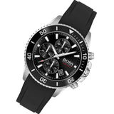 Hugo Boss Admiral Black Dial Black Silicone Strap Watch for Men - 1513912