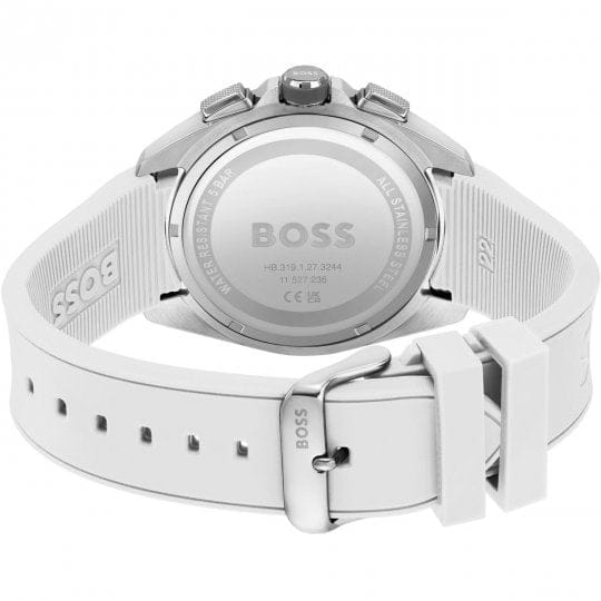 Hugo Boss Volane Grey Dial White SIlicone Strap Watch for Men - 1513948