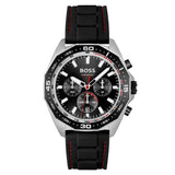 Hugo Boss Globetrotter Grey Dial Black Silicone Strap Watch for Men - 1513931