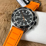 Hugo Boss Energy Chronograph Quartz Black Dial Orange Rubber Strap Watch For Men - 1513970