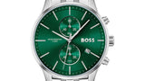 Hugo Boss Associate Green Dial Silver Steel Strap Watch for Men - 1513975