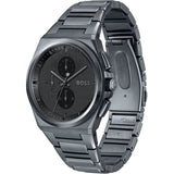 Hugo Boss Steer Chronograph Quartz Grey Dial Grey Steel Strap Watch For Men - 1513996