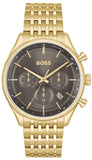 Hugo Boss Gregor Chronograph Brown Dial Gold Steel Strap Watch For Men - 1514051