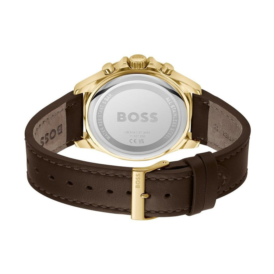 Hugo Boss Troper Chronograph Black Dial Brown Leather Strap Watch For Men - 1514100