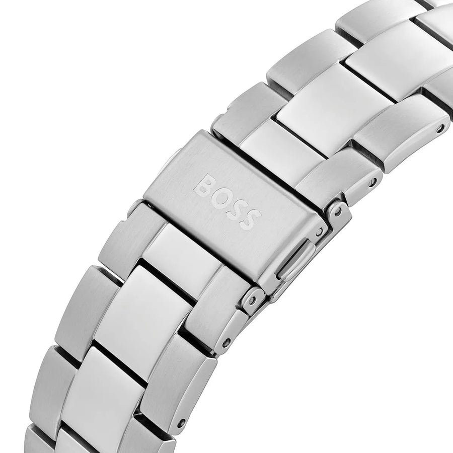 Hugo Boss Troper Chronograph Black Dial Silver Steel Strap Watch For Men - 1514108