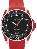 Gucci Dive Quartz Black Dial Red Rubber Strap Watch For Men - YA136309