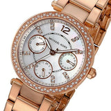 Michael Kors Parker White Dial Rose Gold Steel Strap Watch for Women - MK5616