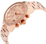 Michael Kors Ritz Chronograph Rose Gold Dial Rose Gold Steel Strap Watch for Women - MK6357