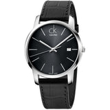 Calvin Klein City Quartz Black Dial Black Leather Strap Watch for Men - K2G2G1C3