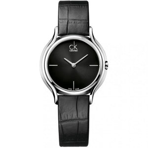 Calvin Klein Skirt Black Dial Black Leather Strap Watch for Women  - K2U231C1