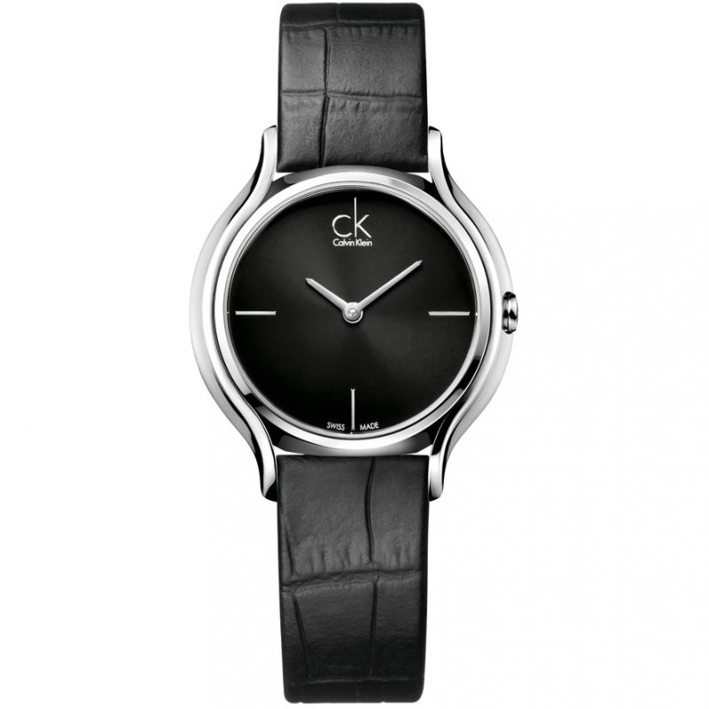 Calvin Klein Skirt Black Dial Black Leather Strap Watch for Women  - K2U231C1