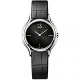 Calvin Klein Skirt Black Dial Black Leather Strap Watch for Women  - K2U231C1